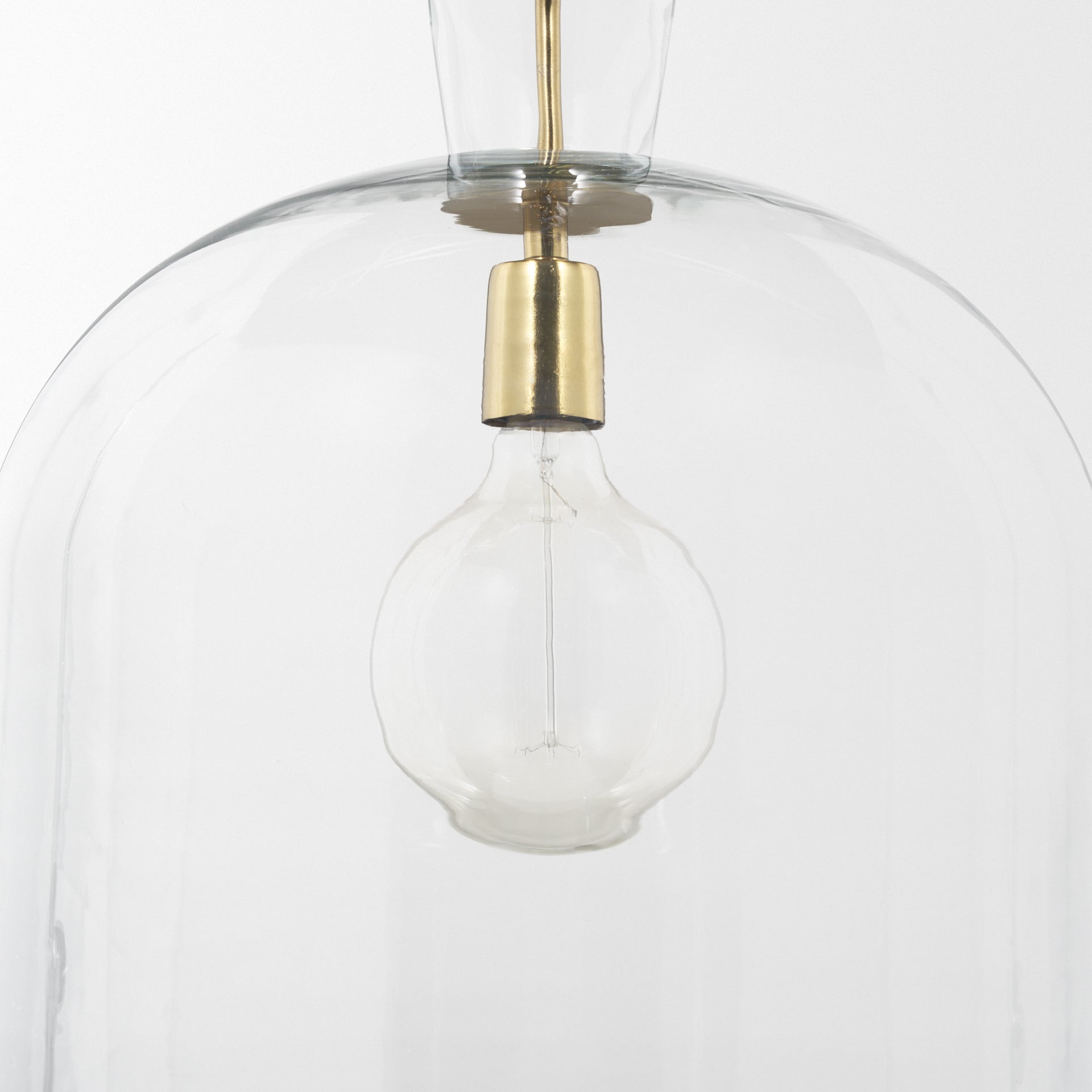 Sadah Large Clear Blown Glass w/ Gold Metal Pendant Light shown from another angle.