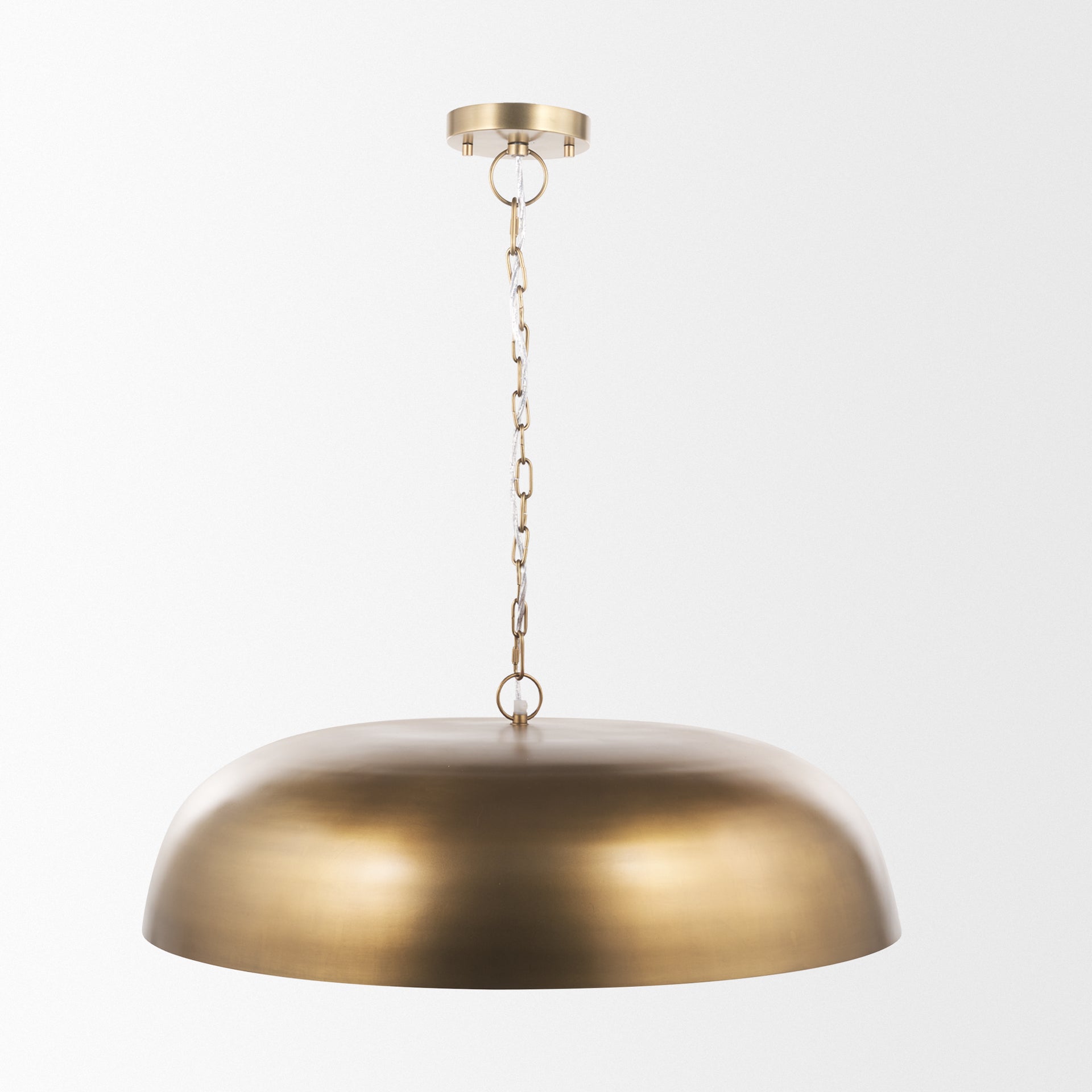 Sanne Antiqued Gold Metal w/ Silver Foil Wide Pendant Light shown from another angle.