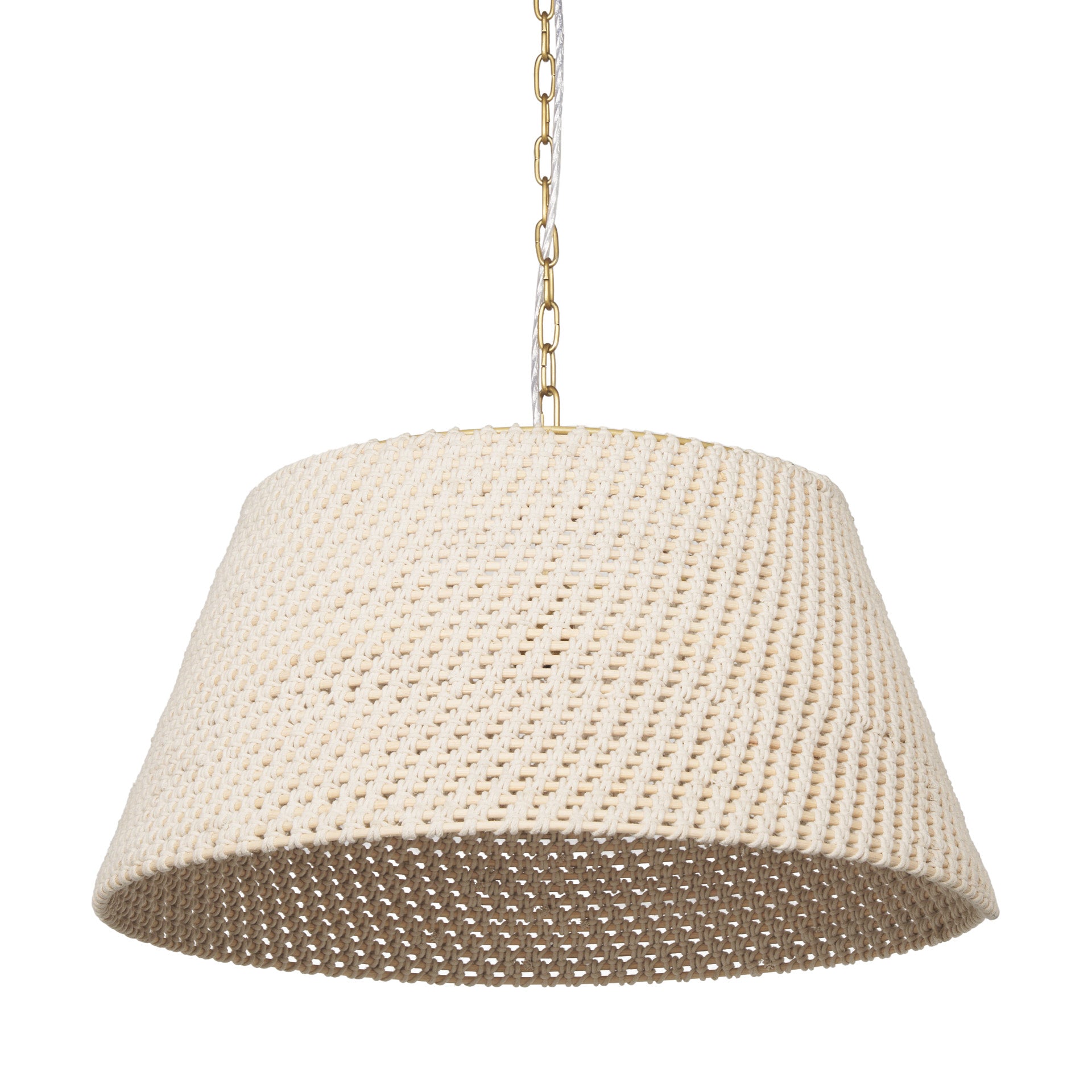 Tosha 1-Light Tapered Cotton Rope Drum Pendant — a Mercana pendant light at Laurie Yapp Home.