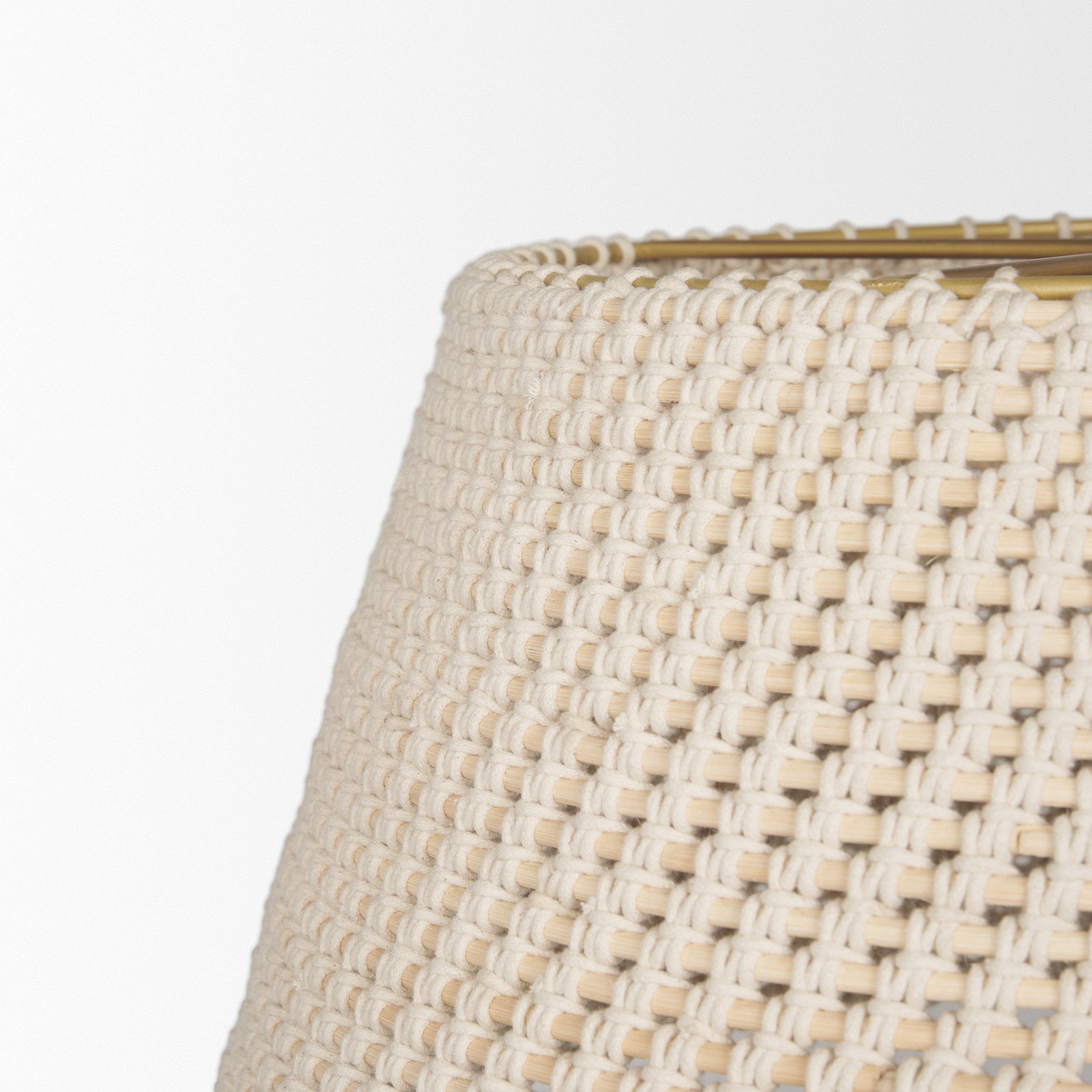 Tosha 1-Light Tapered Cotton Rope Drum Pendant shown from another angle.