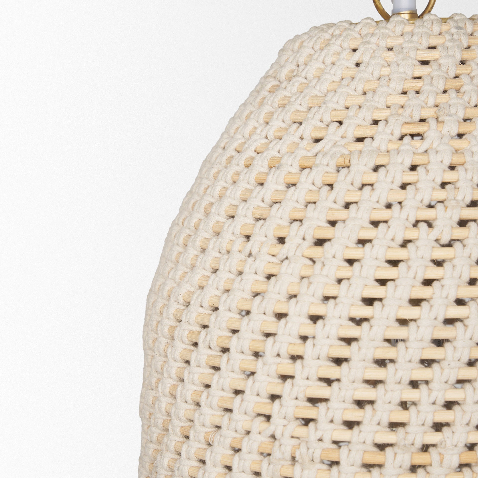 Tosha 1-Light Cotton Rope Bell Pendant shown from another angle.