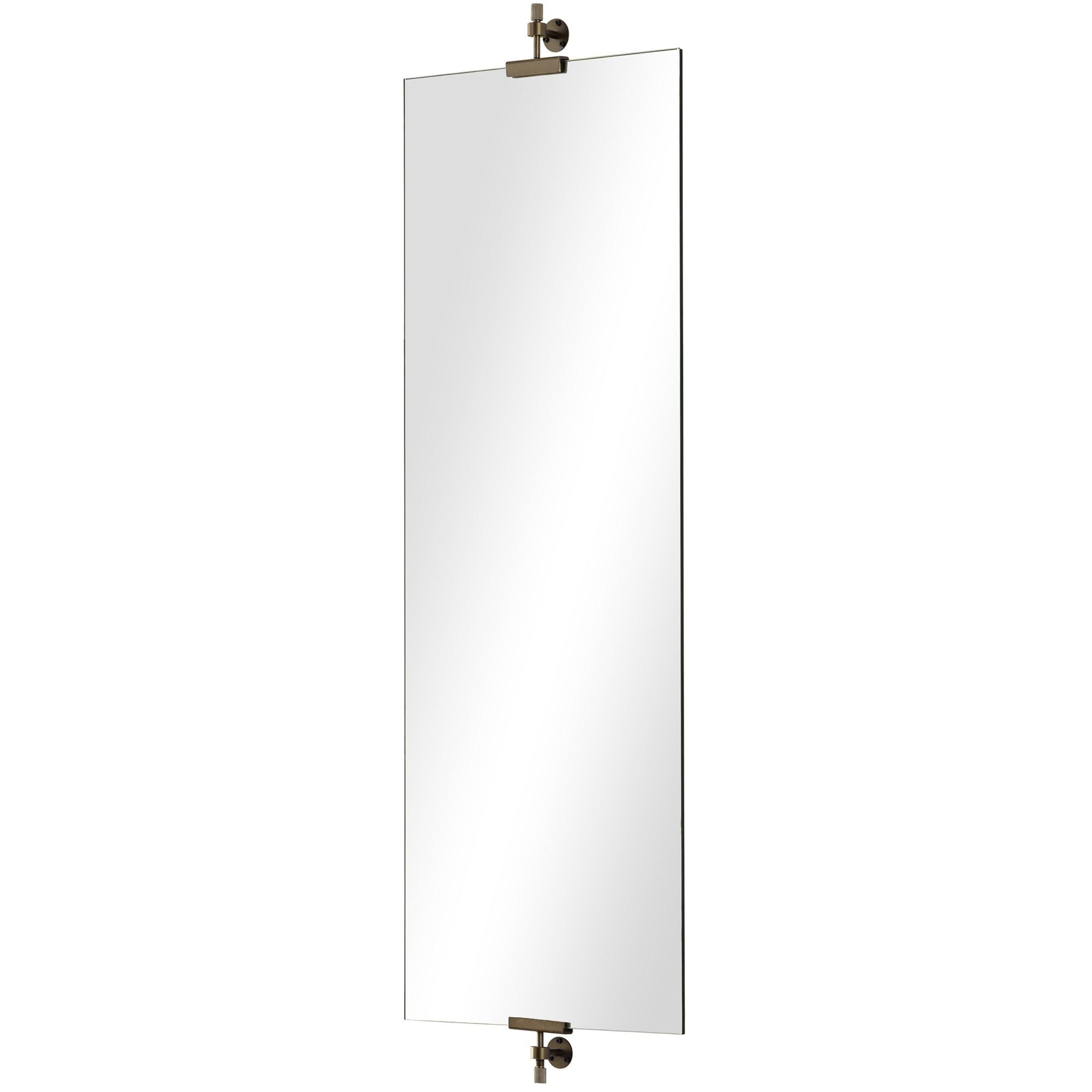 Ashlar mirror with a sleek, rectangular design and metal accents in a bronze finish.