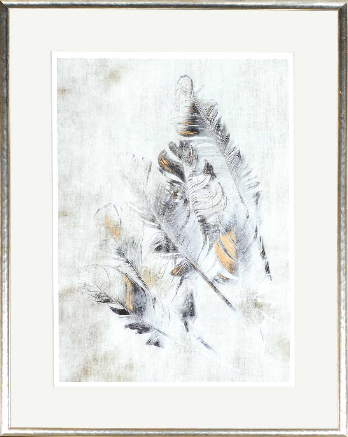 Copper Touched Feathers I — nature and landscape fine art print in neutral tones at Laurie Yapp Home