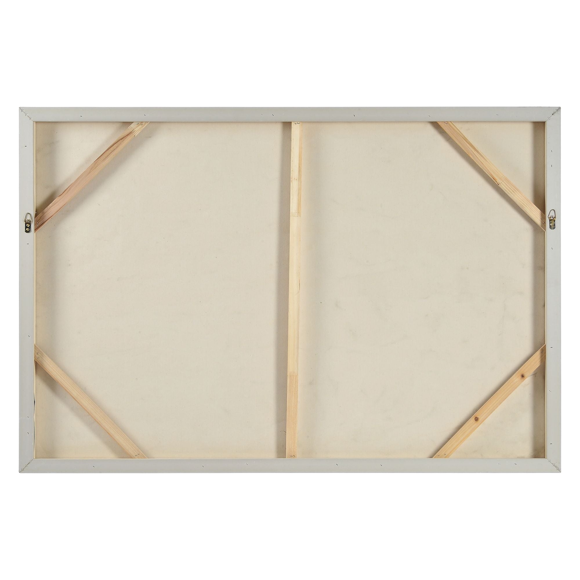 Back view of Sprucer canvas art showing wooden frame and support structure.