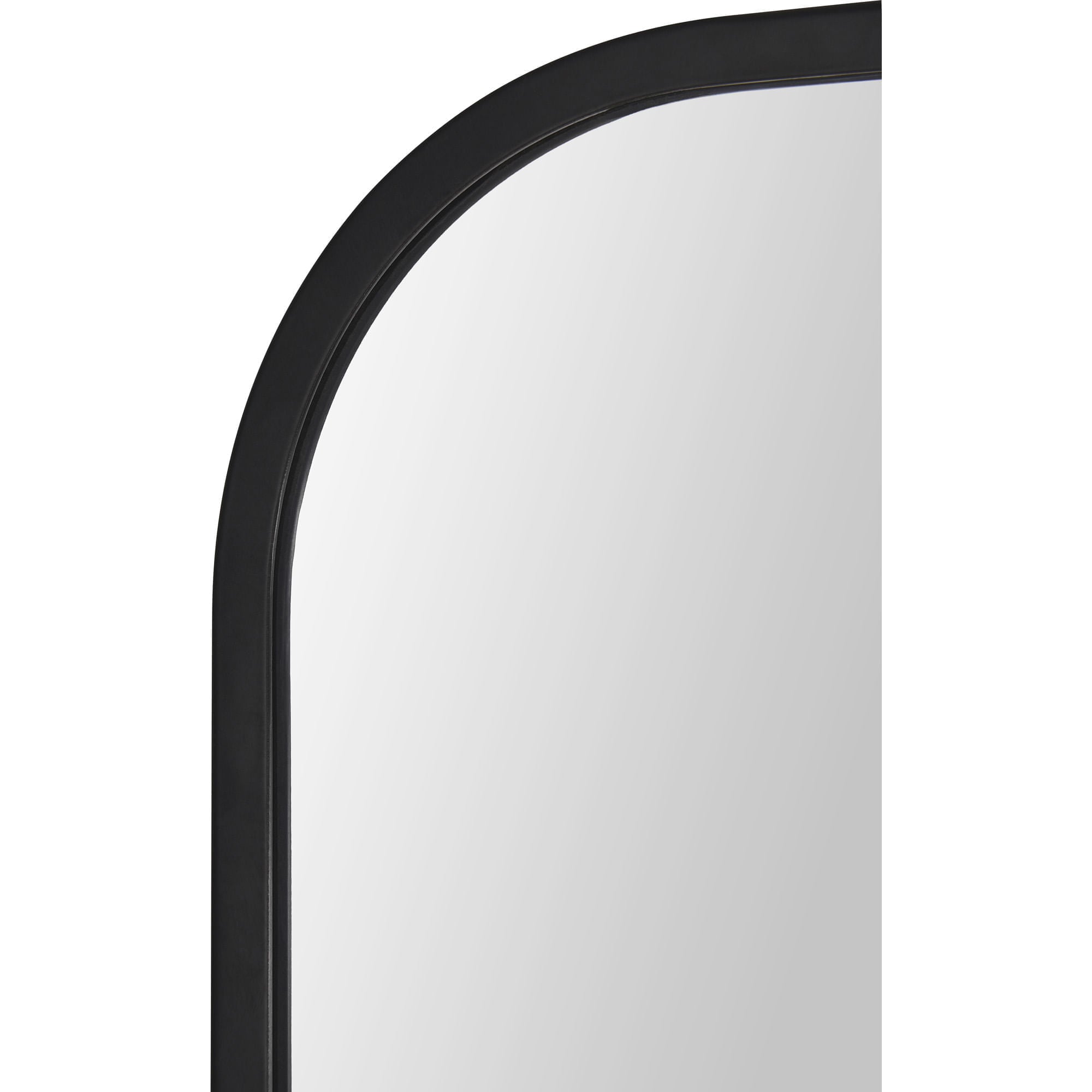 Ammar mirror with a rounded black frame and reflective surface, close-up view.