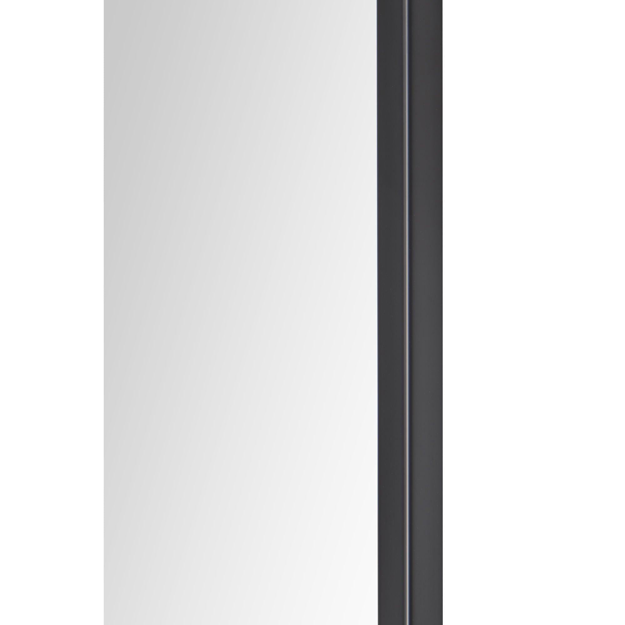 Ammar mirror featuring a sleek black frame with a straight edge, side view.