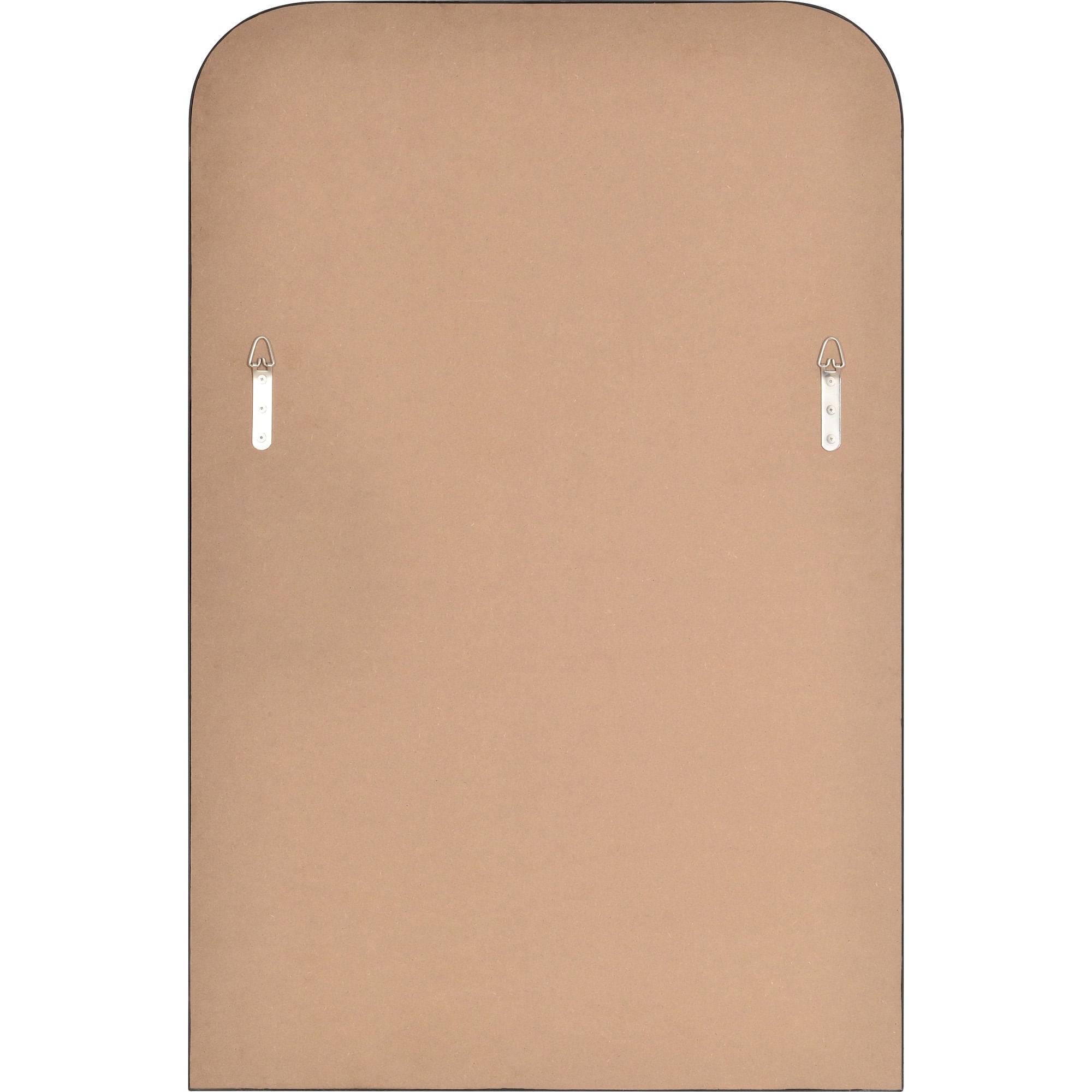 Back view of Ammar mirror with a brown backing and mounting hardware.