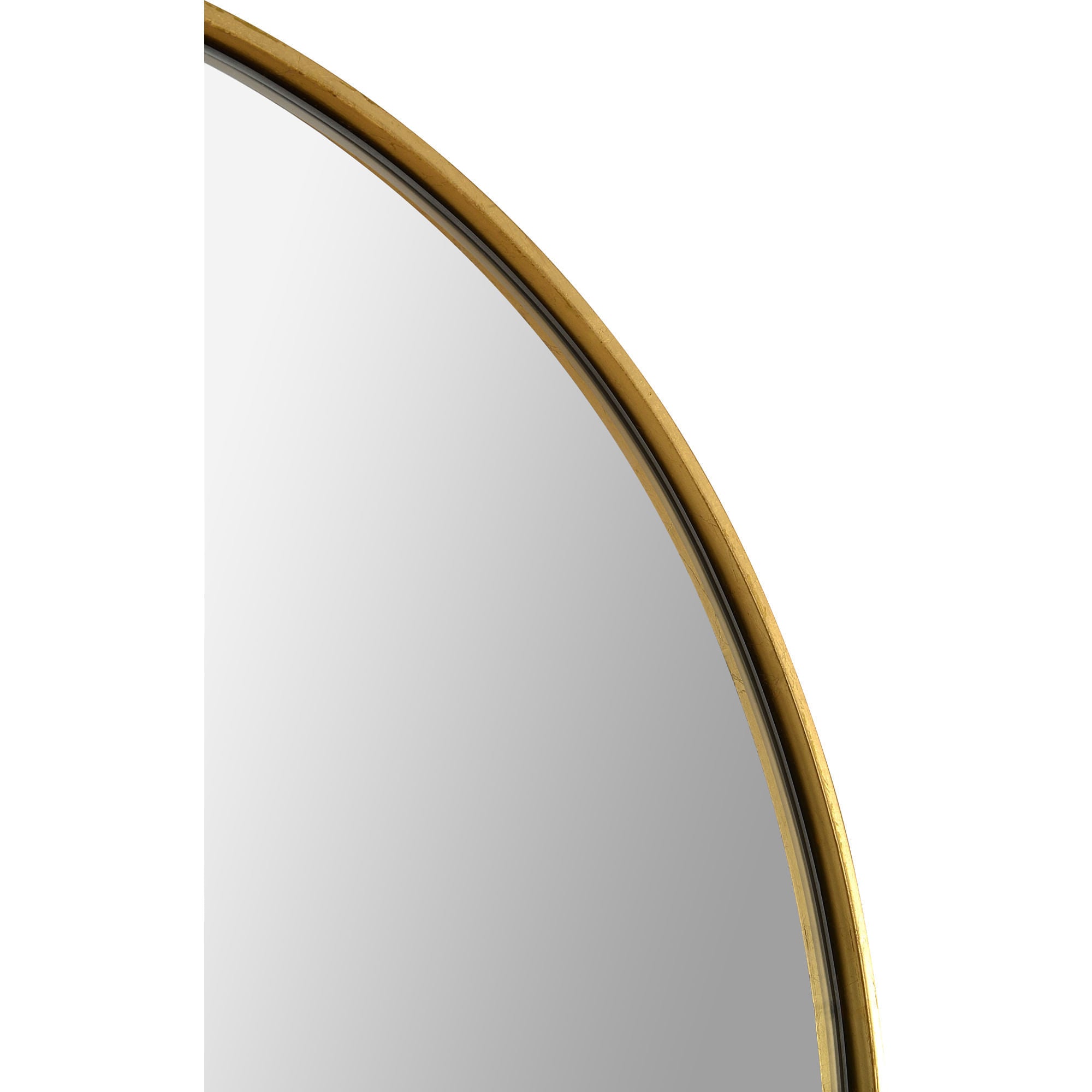 Close-up of Marius mirror by Renwil, showcasing the gold frame and reflective surface.
