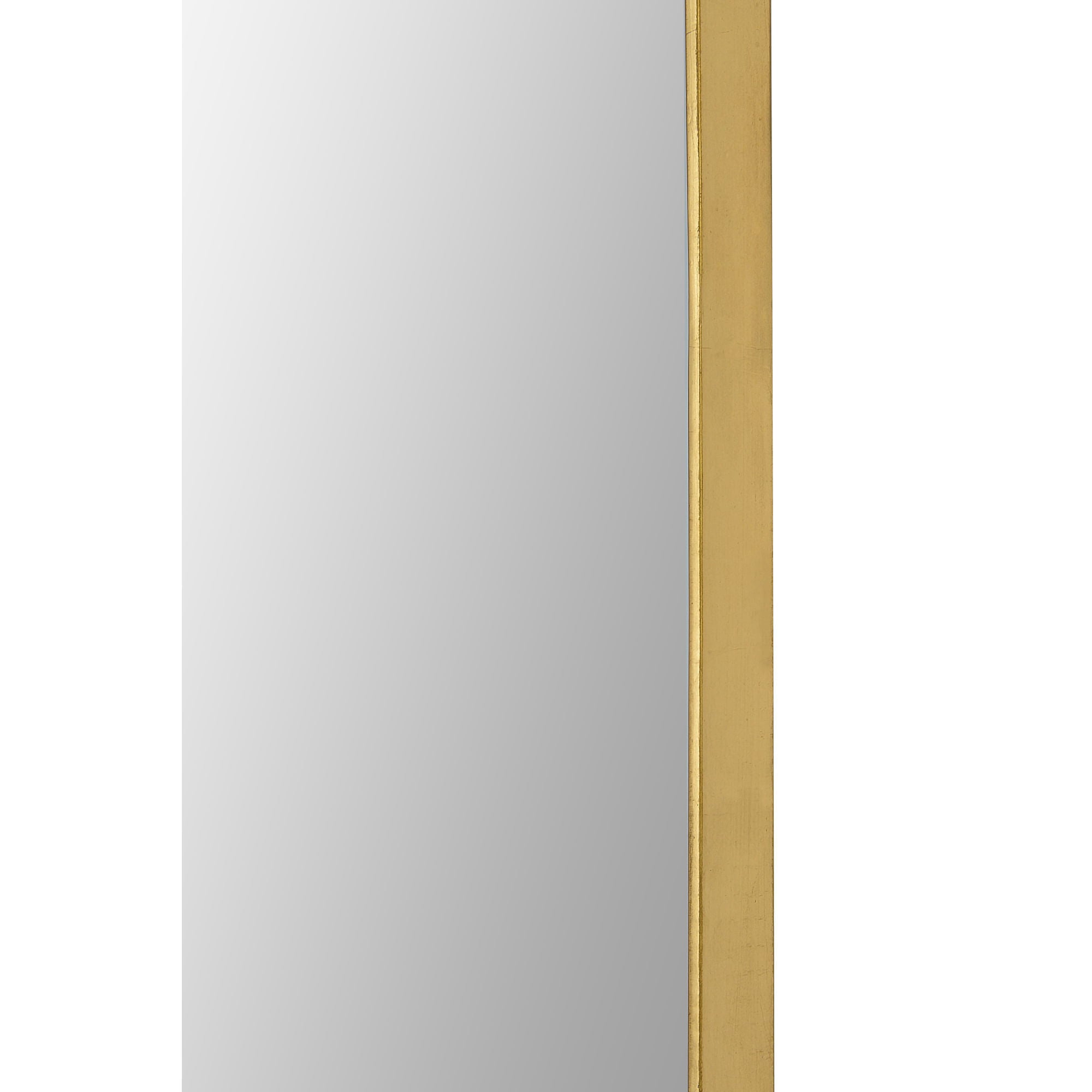 Side view of Marius mirror by Renwil, featuring a gold frame and clear mirror.