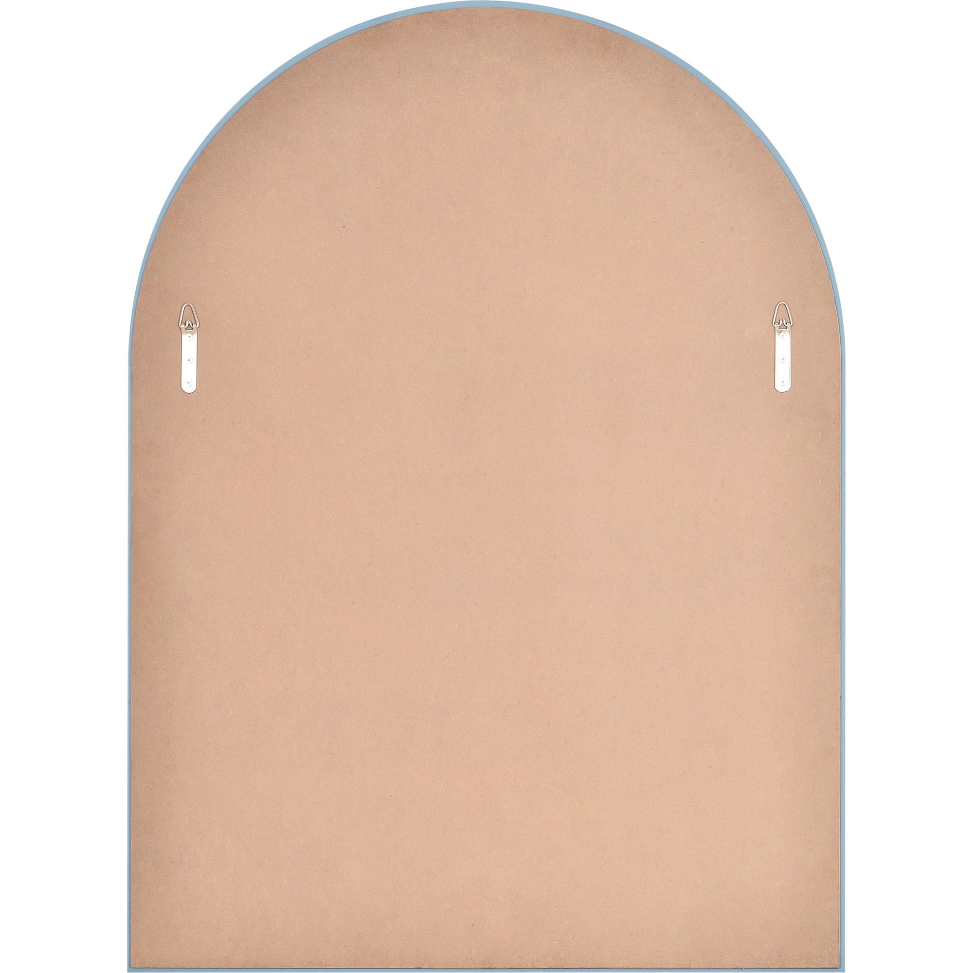 Back view of Aldrin mirror, featuring a smooth surface with mounting hooks.