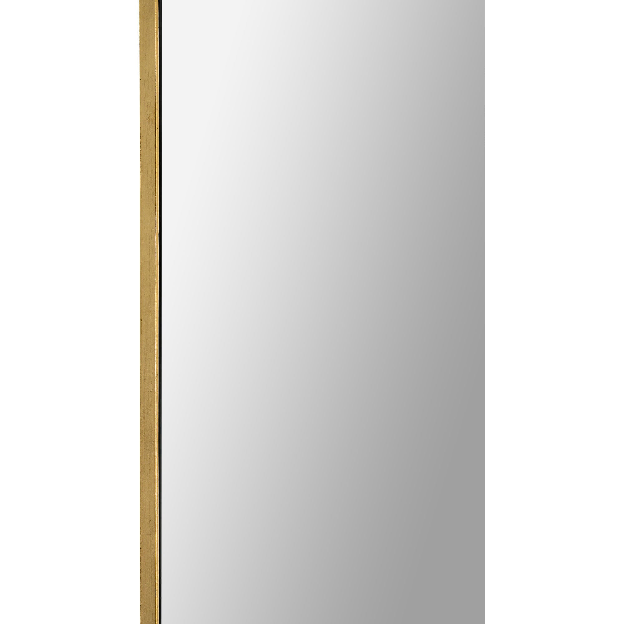 Thatcher mirror featuring a gold leaf frame and a clear reflective surface, viewed straight on.