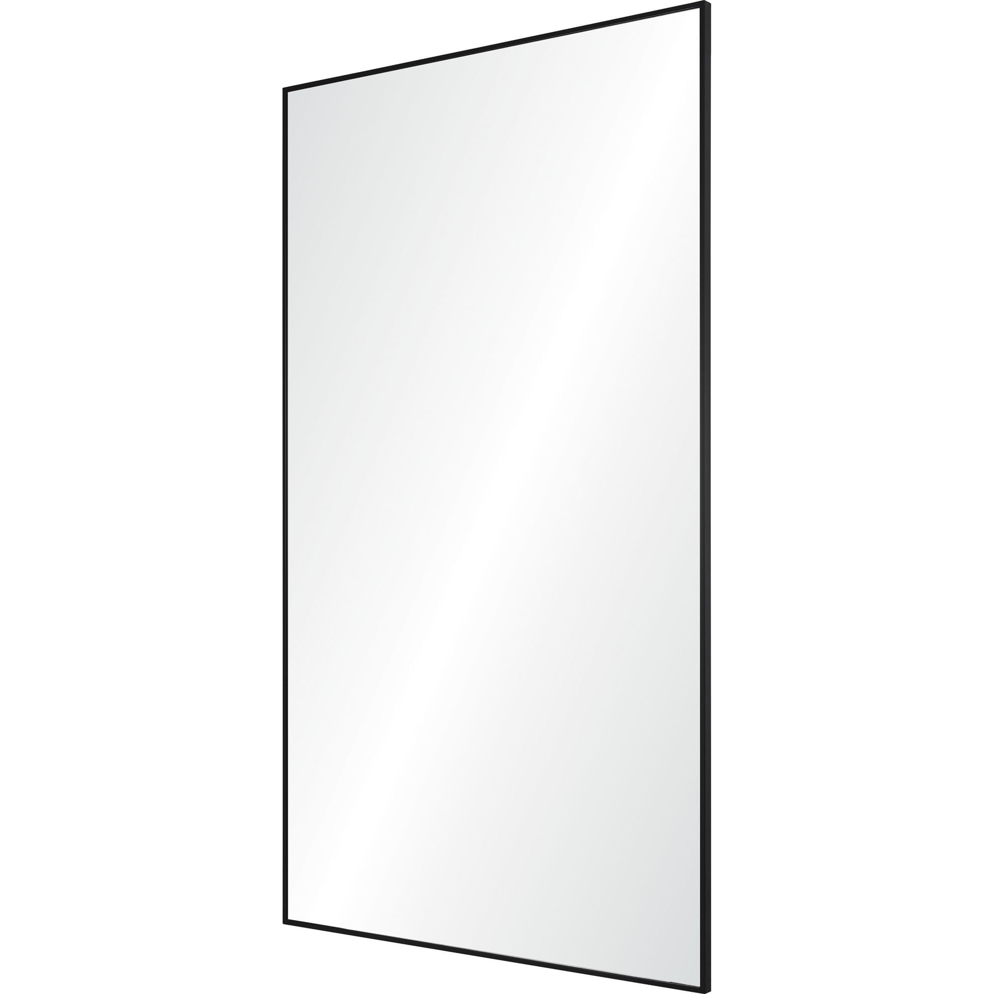 Keene mirror with a sleek black frame, showcasing a clear reflective surface from a side angle.