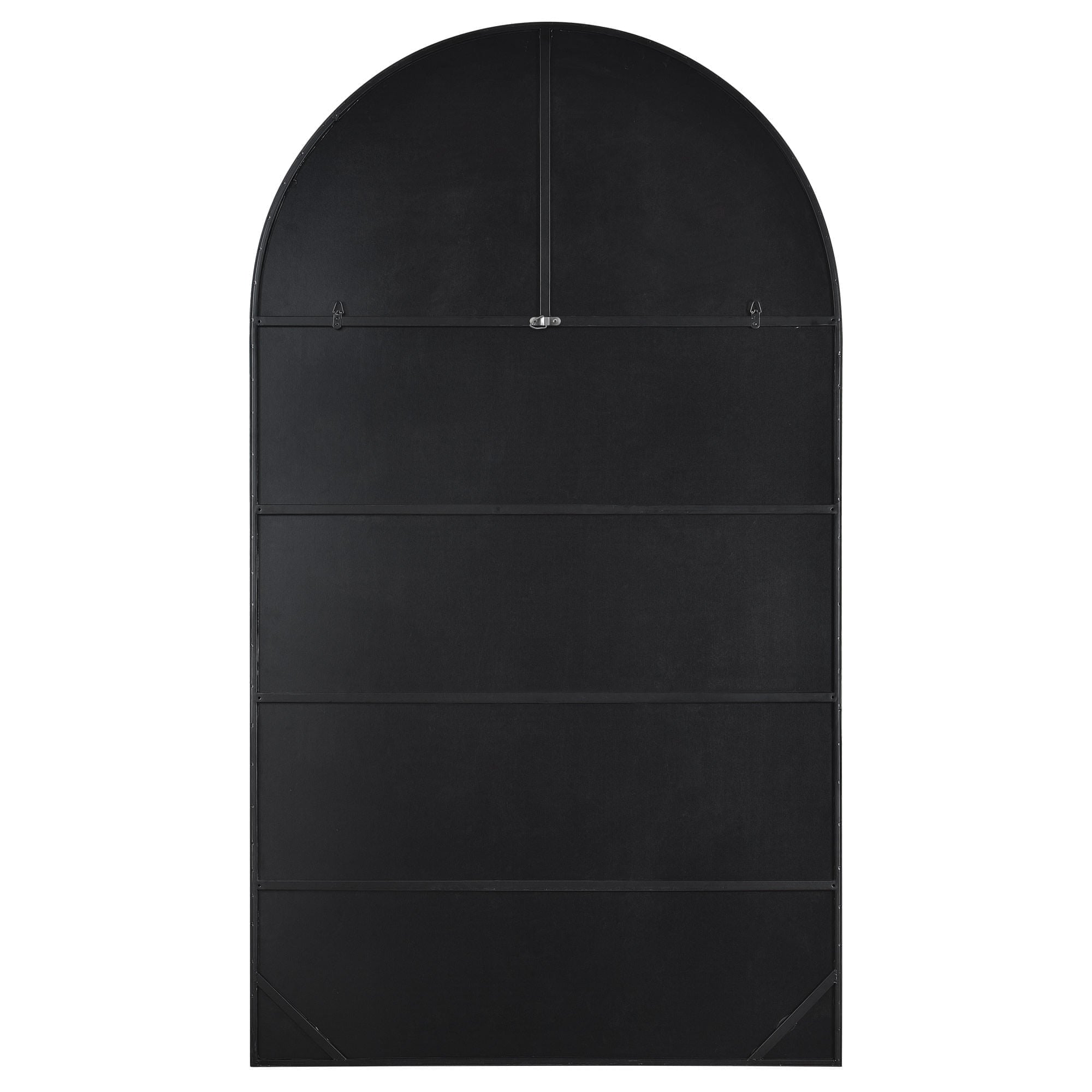 Back view of Farida mirror by Renwil, matte black backing with hanging hardware.