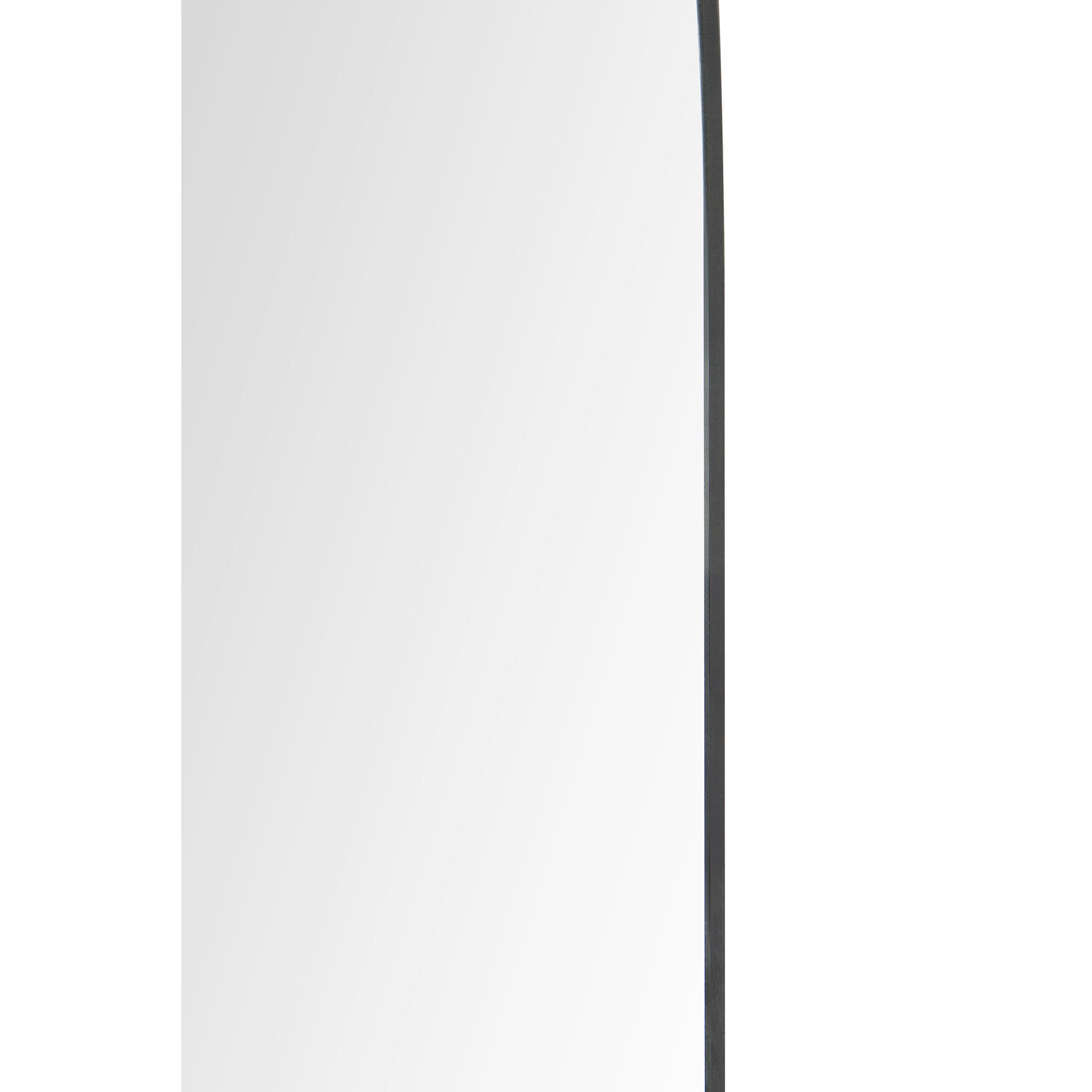 Beasley mirror with a sleek black frame and arched top, showcasing a clear reflective surface.