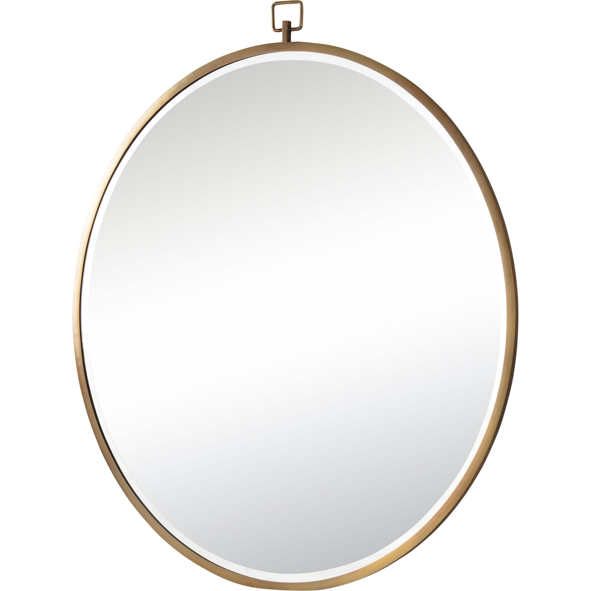 Azam mirror featuring a round shape with a sleek bronze frame and a decorative hook.