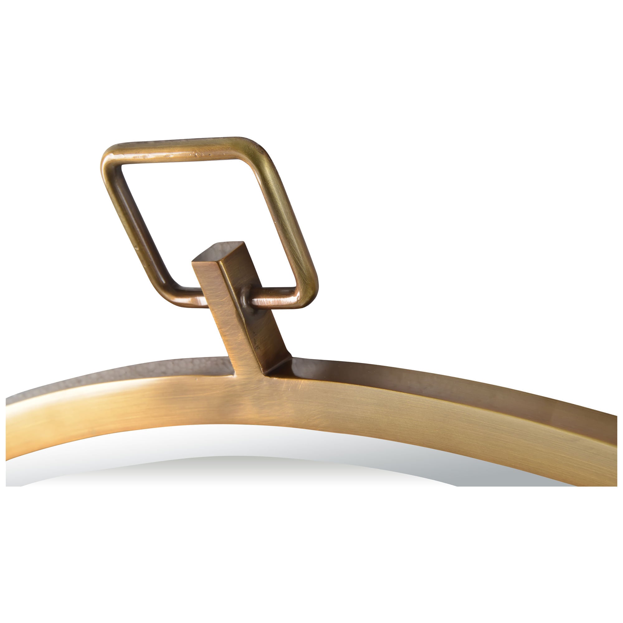 Detailed shot of the Azam mirror's decorative hook, highlighting its bronze finish.