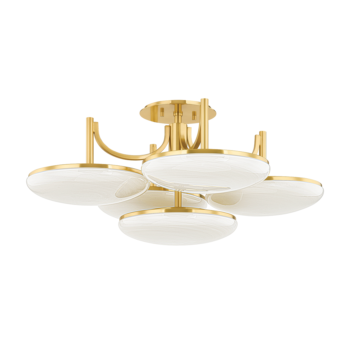 Bregman Semi Flush in aged brass — a Hudson Valley close-to-ceiling for hallways, bedrooms, and entryways at Laurie Yapp Home.