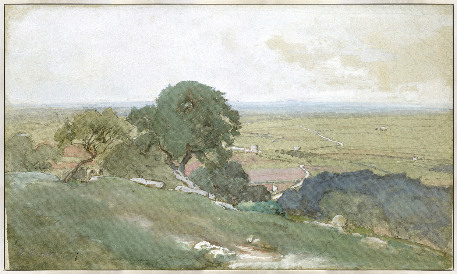 Olive Trees at Tivoli C. 1873 — nature and landscape fine art print in cool tones at Laurie Yapp Home