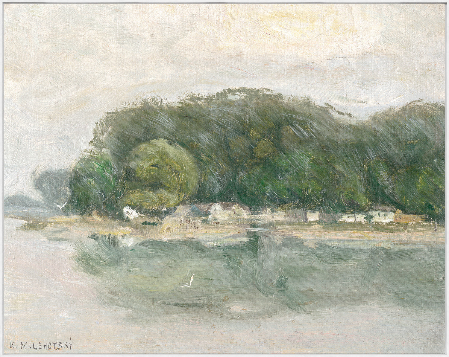 Bank on the Danube C. 1900 — nature and landscape fine art print in cool tones at Laurie Yapp Home