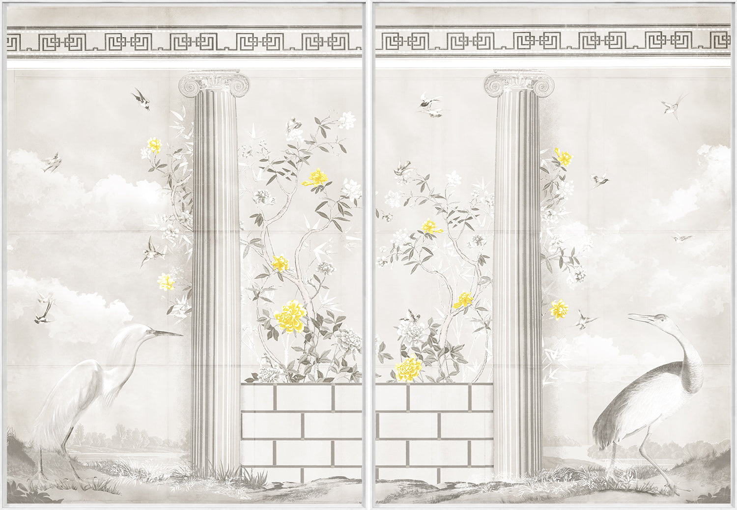 Greco-Roman Aviary Diptych — architecture and travel fine art print shown from another angle