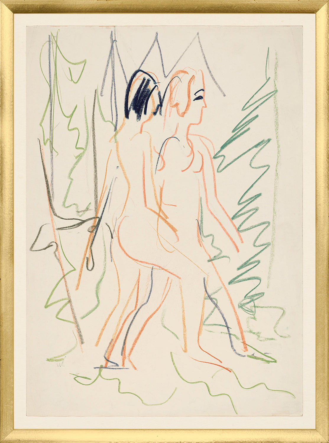 Collection Vintage Two Nudes In A Forest 1925 framed art print