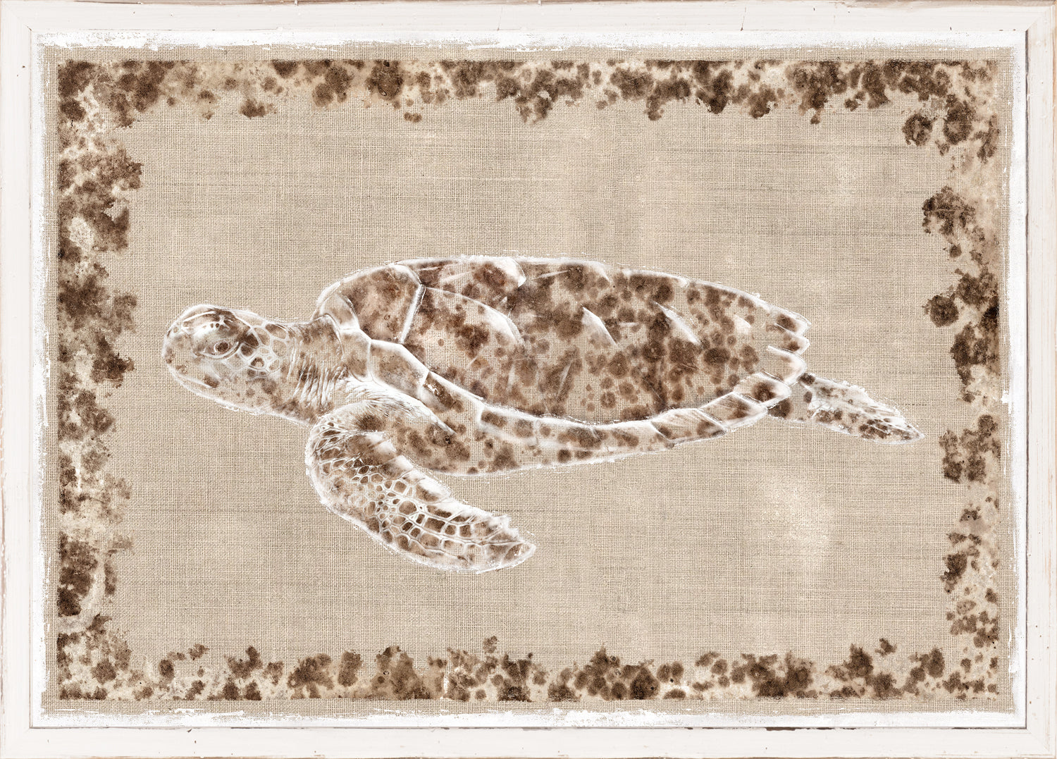 Sea Turtle II wall art featuring a turtle design on a textured beige background.