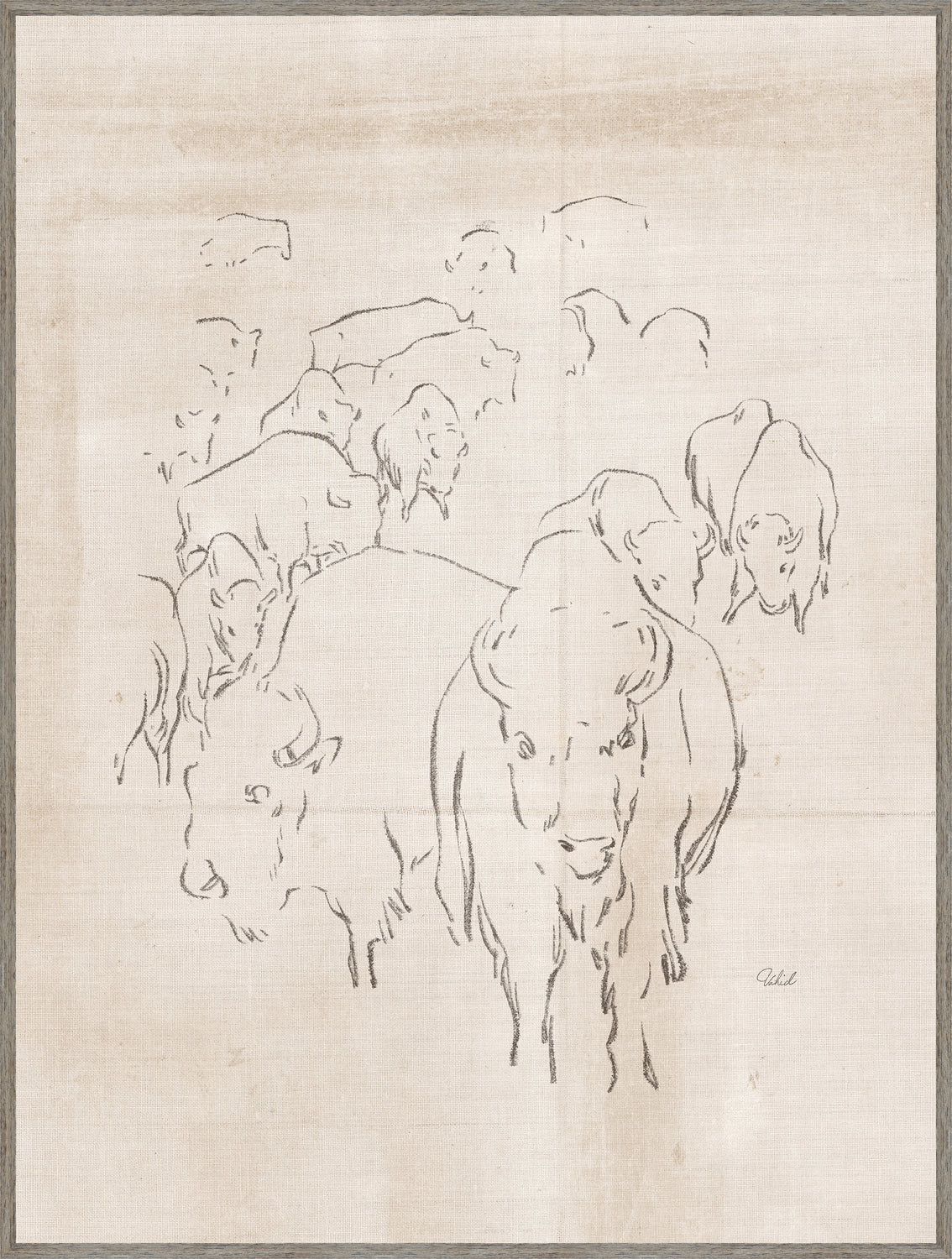 Herd of Buffalo — nature and landscape fine art print in neutral tones at Laurie Yapp Home