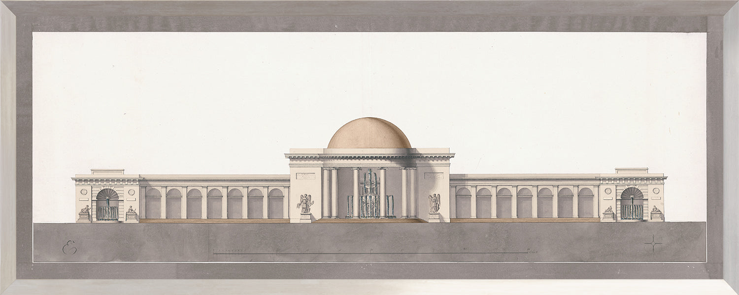 front view of Italian Villa Facade IV, C. 1838 luxury Artwork