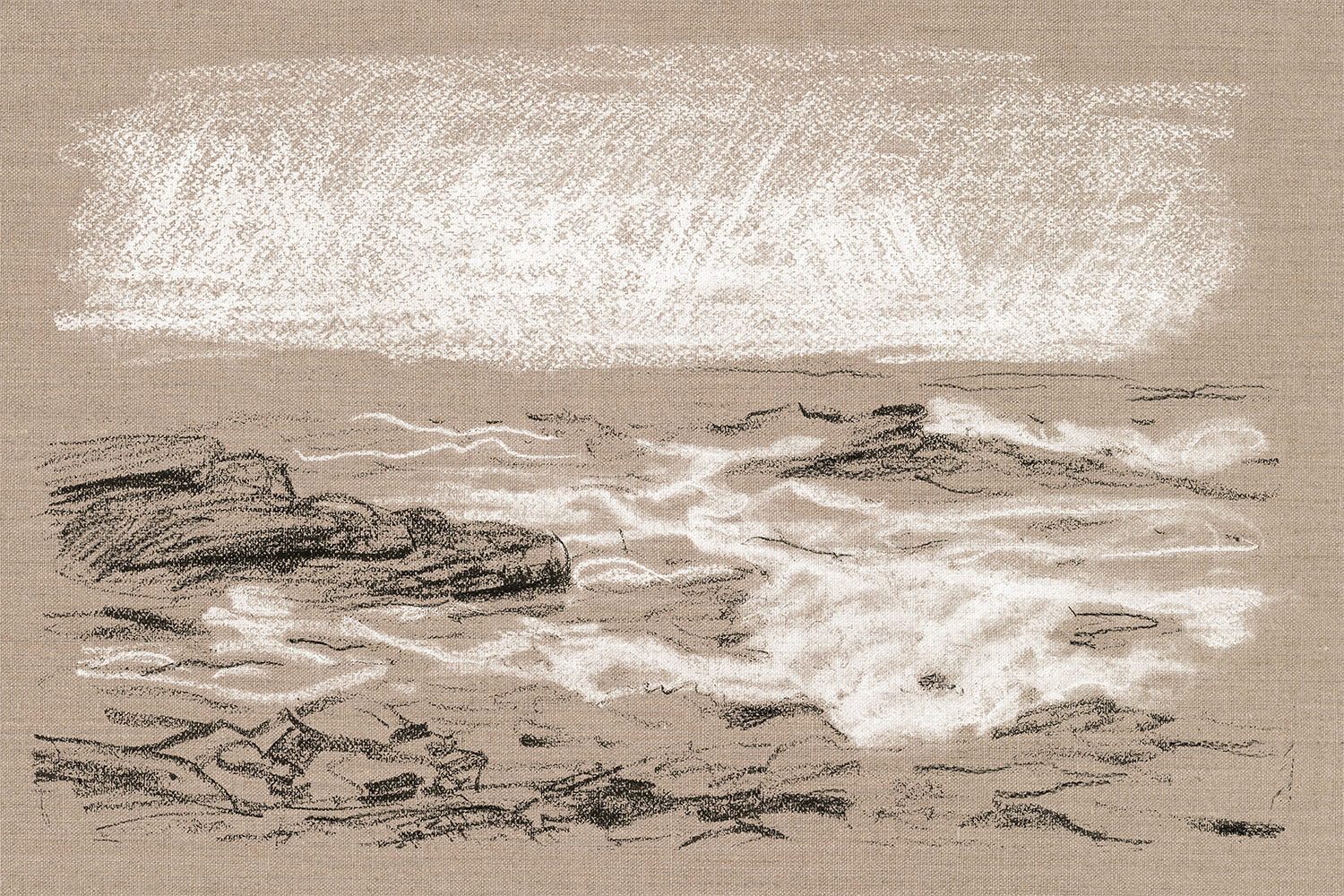 Plein Air Seascape I — nature and landscape fine art print in neutral tones at Laurie Yapp Home