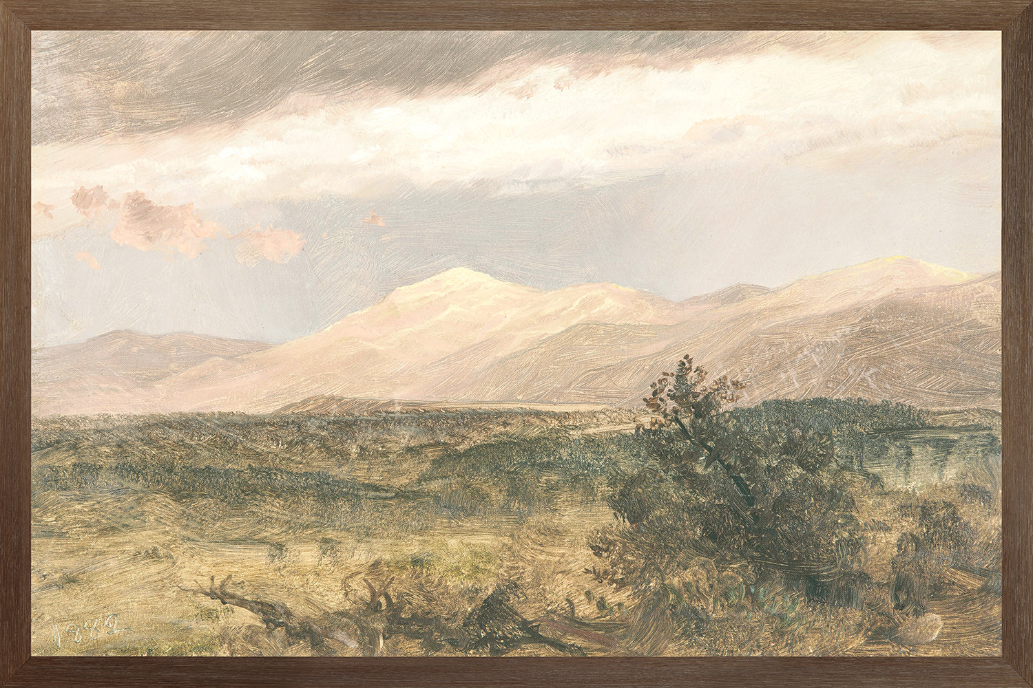 Hudson River School – Catskills at Sunset C. 1870 — nature and landscape fine art print shown from another angle