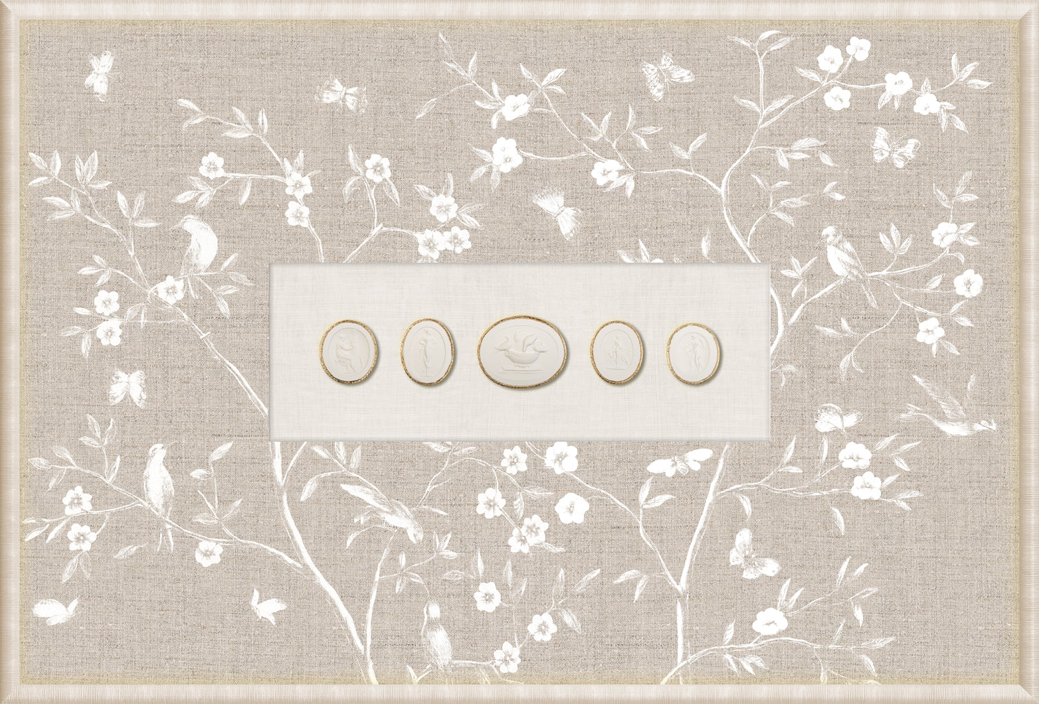 Grand Tour Intaglio – Linen Sanctuary III, Form III framed art print, 14.75 × 21.75 in