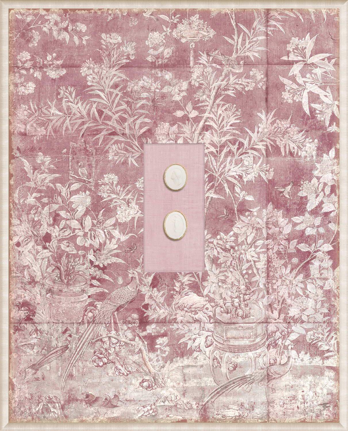 Grand Tour Intaglio – Blush Chinoiserie, Form X framed art print