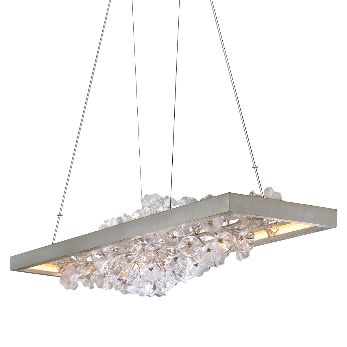 Jasmine Linear 18" x 12" in Silver Leaf — a Corbett linear for dining rooms, kitchen islands, and long consoles at Laurie Yapp Home.