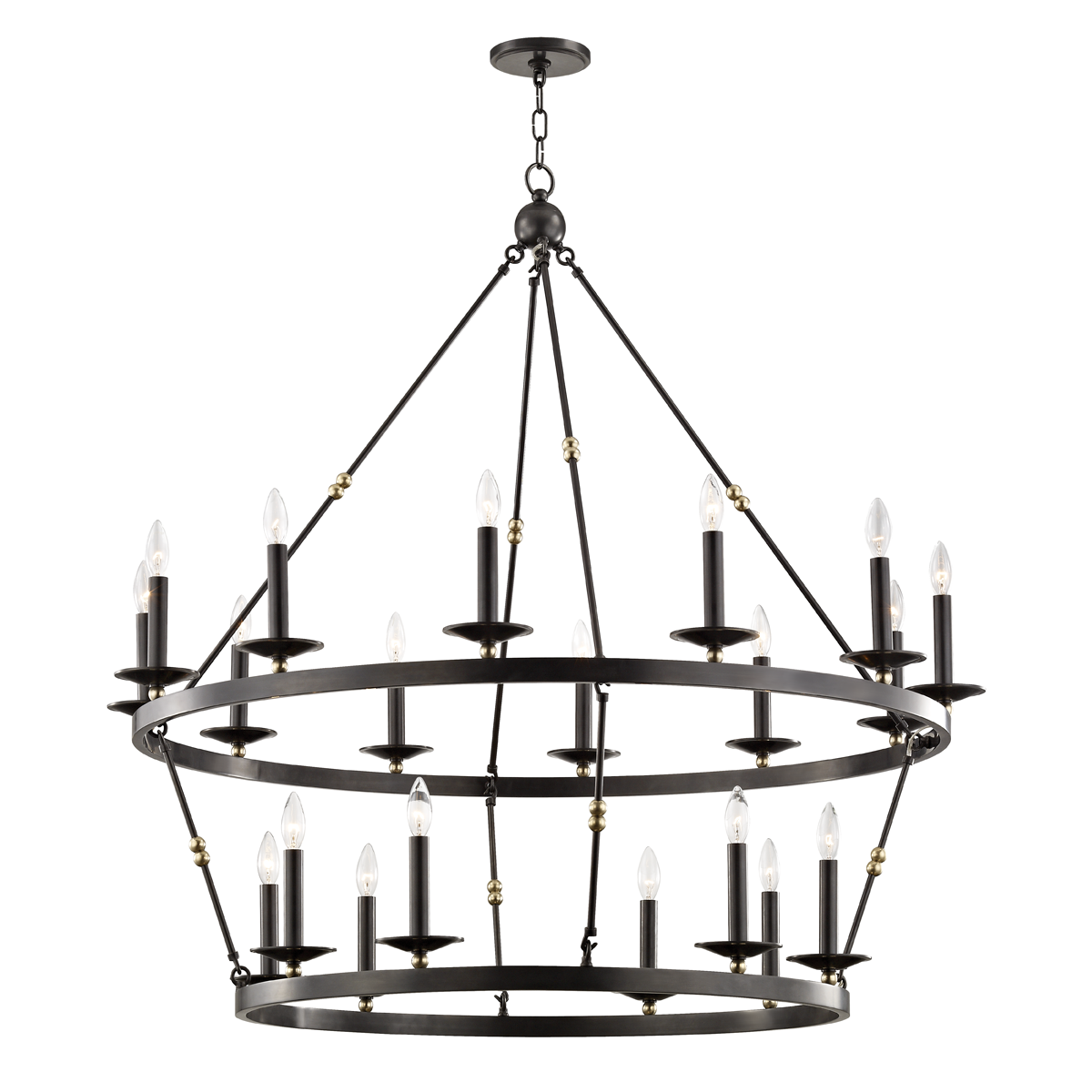 Allendale Chandelier 46.75" x 38" shown from a second angle to highlight the frame, arms, and shade detail.