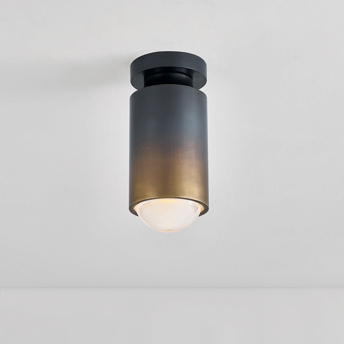 Whately Flush Mount shown from the front to reveal the shade profile and mounting canopy.