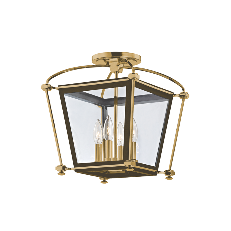 Hollis Semi Flush in Aged Brass — a Hudson Valley semi flush for hallways, bedrooms, and entryways at Laurie Yapp Home.