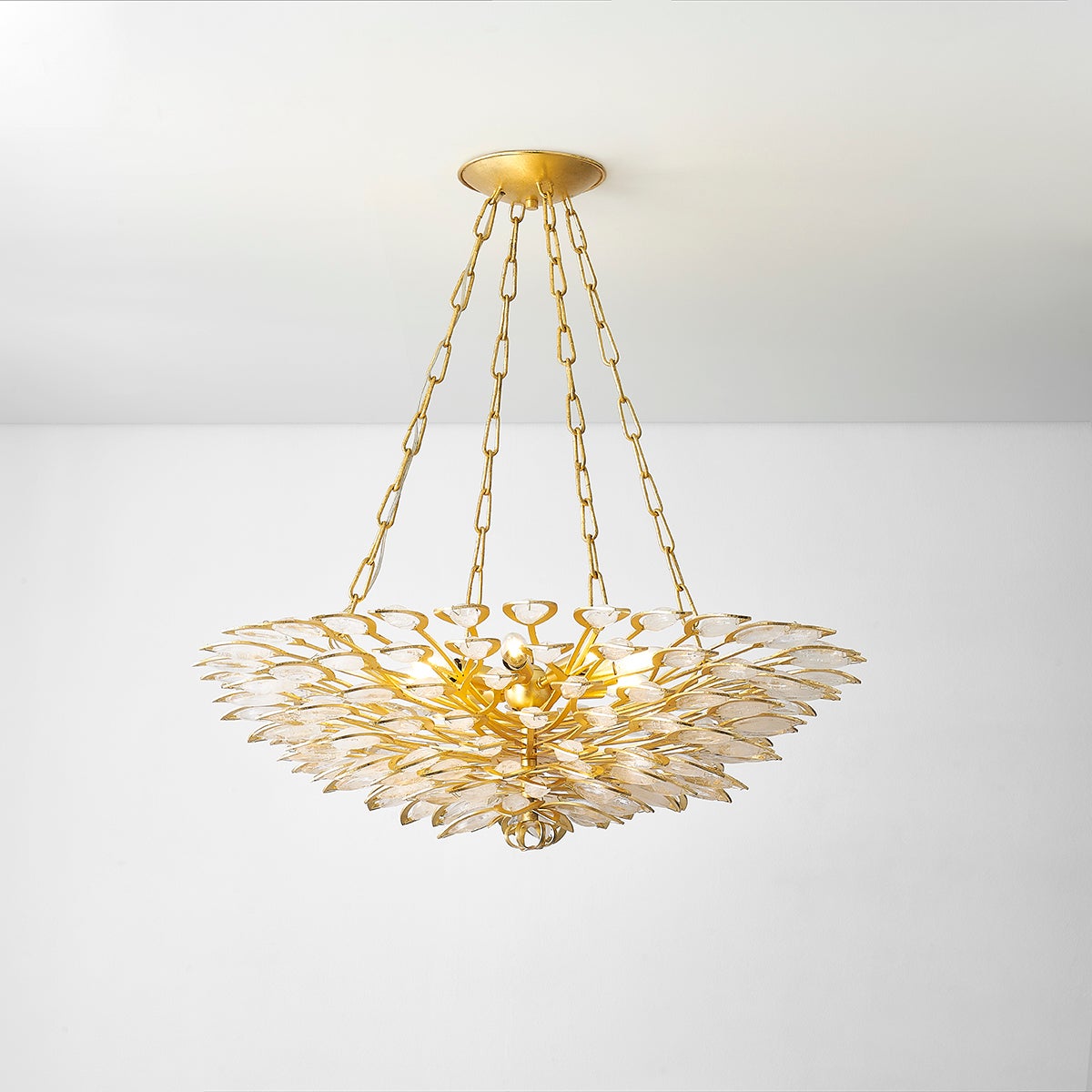 Vittoria Chandelier 32" shown from the front to reveal the frame, arms, and shade detail.