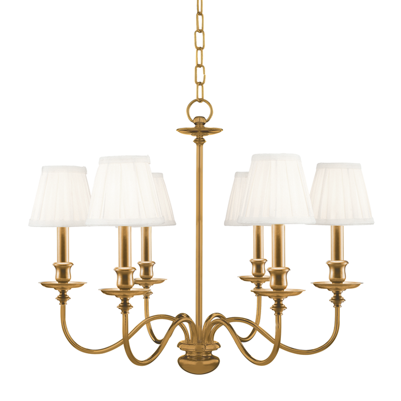 Menlo Park Chandelier 25" in aged brass — a Hudson Valley chandelier for dining rooms, entries, and living rooms at Laurie Yapp Home.