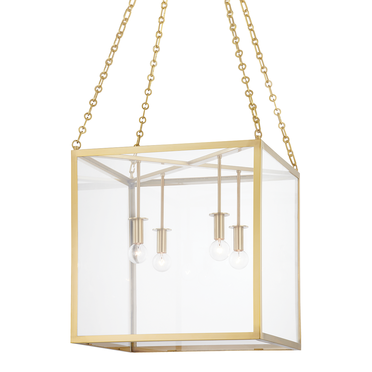 Catskill Lantern 18" in aged brass — a Hudson Valley lantern for entries, foyers, and covered porches at Laurie Yapp Home.