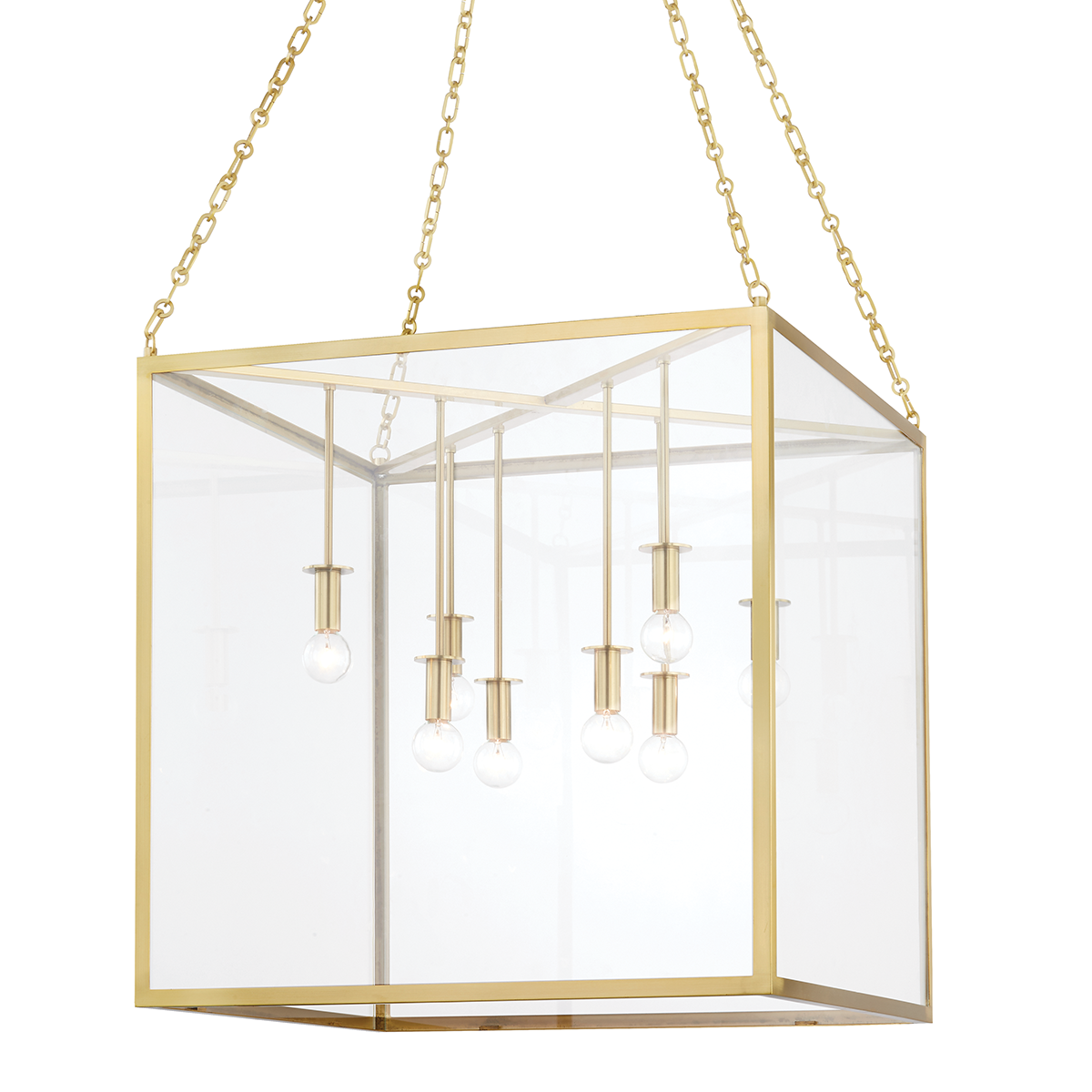 Catskill Lantern 24" in aged brass — a Hudson Valley lantern for entries, foyers, and covered porches at Laurie Yapp Home.
