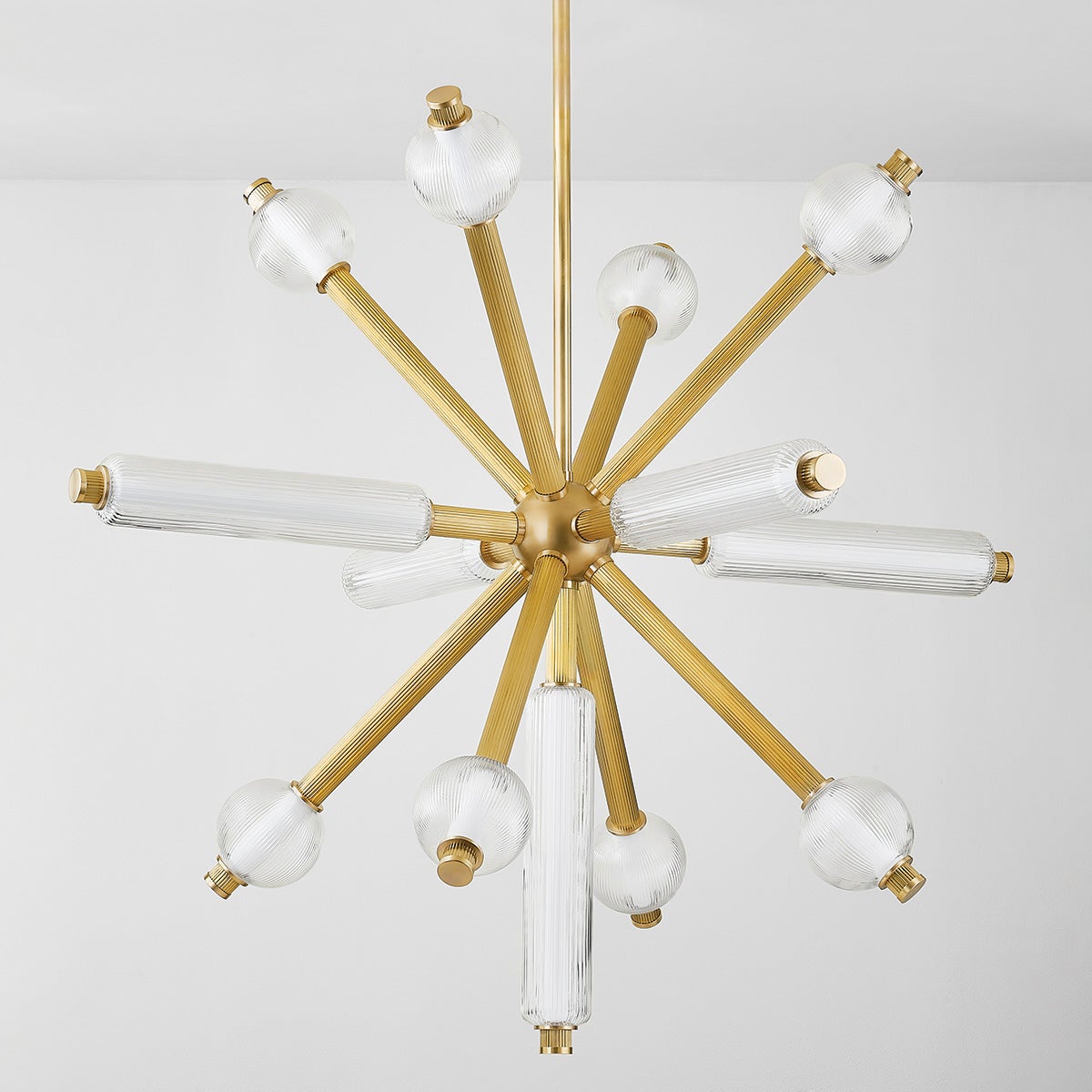 Atom Chandelier 50" shown from a second angle to highlight the frame, arms, and shade detail.