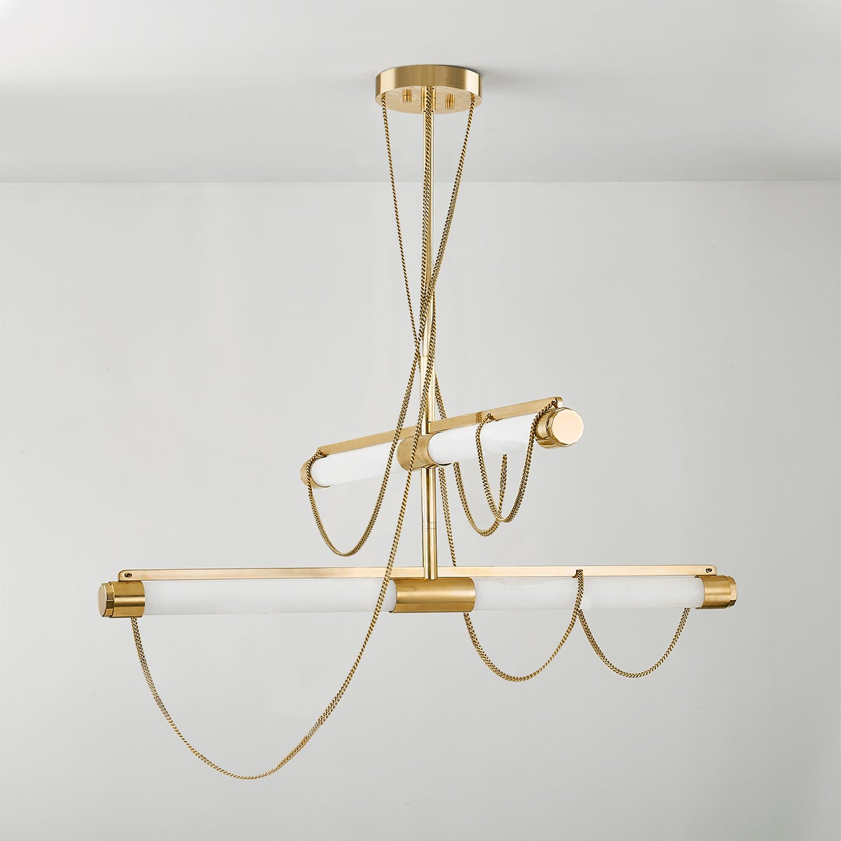 Lariat Chandelier shown from a second angle to highlight the frame, arms, and shade detail.