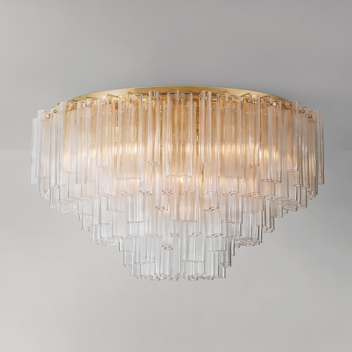 Varenna Semi Flush 48" shown from the front to reveal the shade profile and mounting canopy.