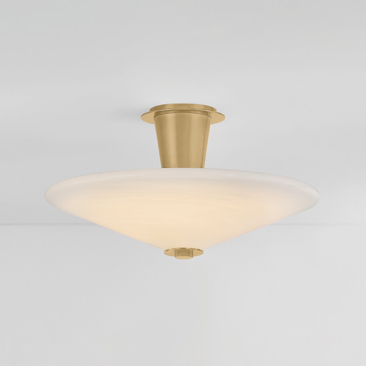 Cologne Flush Mount 19.25" shown from the front to reveal the shade profile and mounting canopy.