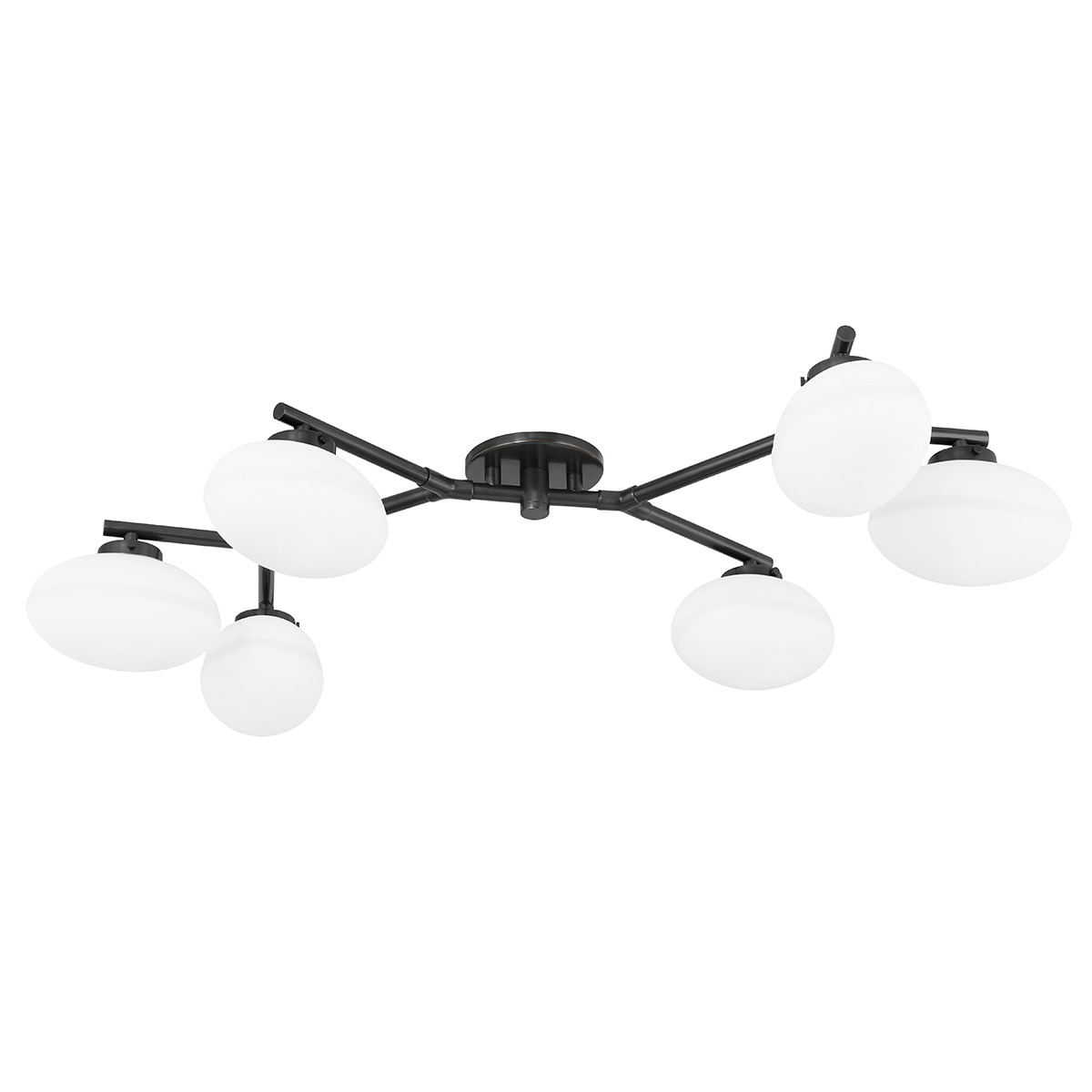 Wagner Semi Flush 33.75" x 7.75" in bronze shown from a second angle to highlight the shade profile and mounting canopy.