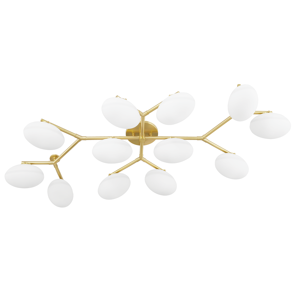 Wagner Semi Flush 33.75" x 7.75" in aged brass — a Hudson Valley close-to-ceiling for hallways, bedrooms, and entryways at Laurie Yapp Home.