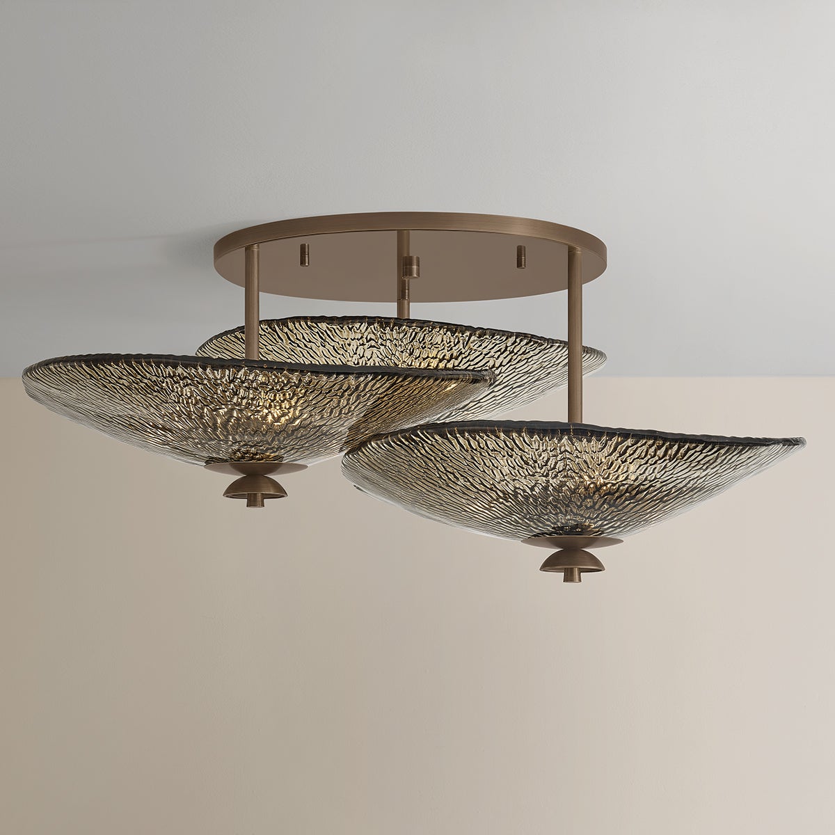 Alba Semi Flush 36.25" shown from the front to reveal the shade profile and mounting canopy.
