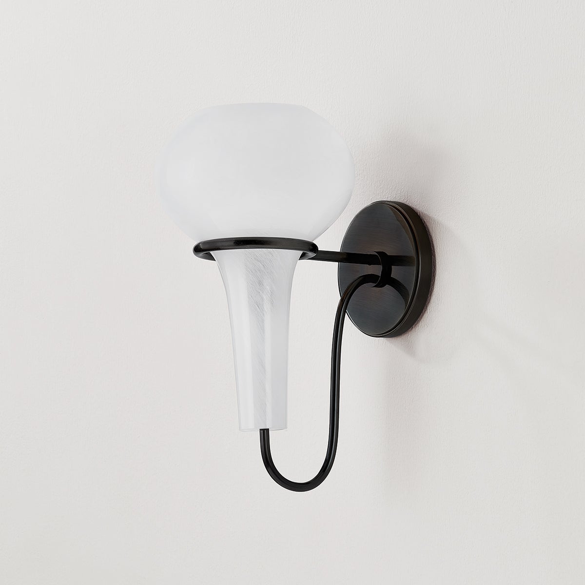 Adams Corner Wall Sconce shown from the front to reveal the arm curve and shade silhouette.