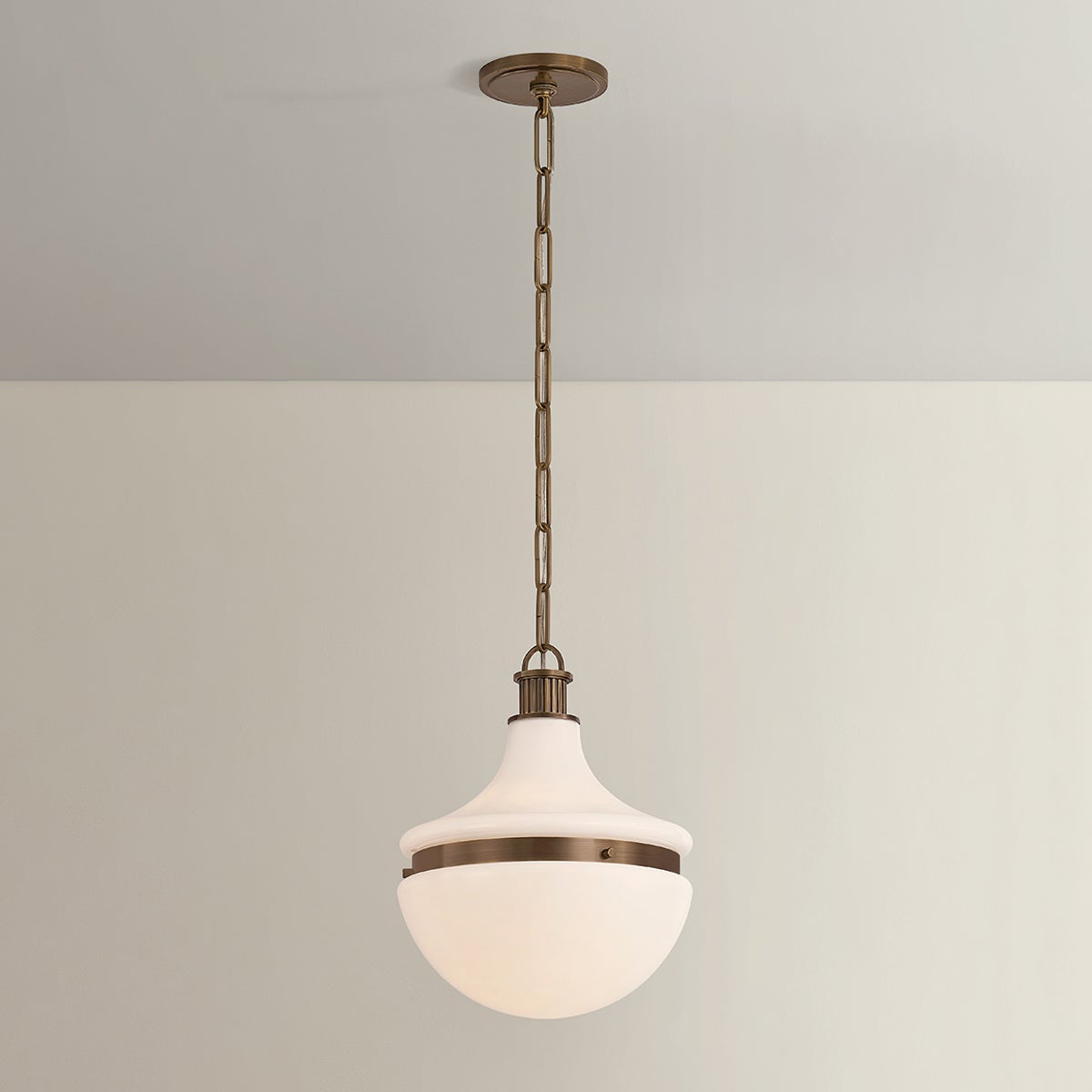 Barryville Pendant 12" shown from the front to reveal the shade shape and metal detail.