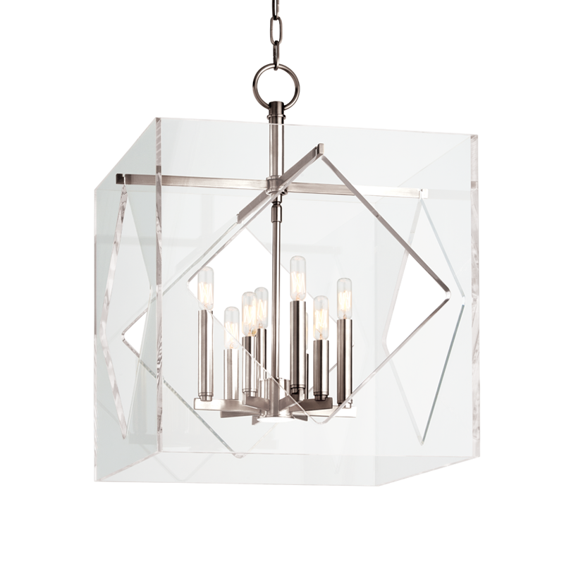 Travis Chandelier 20" in polished nickel shown from a second angle to highlight the frame, arms, and shade detail.